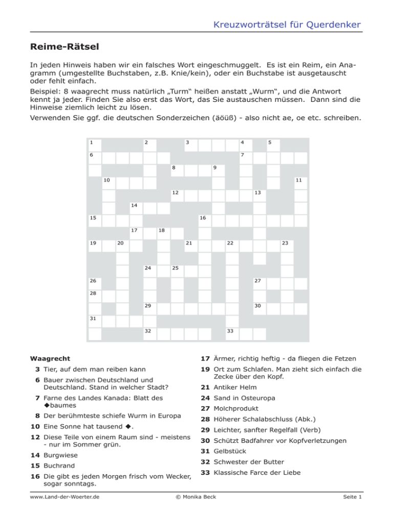 Kreuzwortr tsel F r Querdenker Reime R tsel