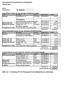 Gesamtschule Saarbrücken-Ludwigspark Bücherliste Bitte am 1
