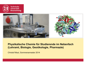 Physikalische Chemie für Studierende im Nebenfach