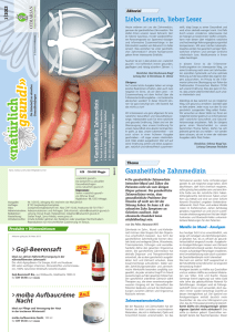 Ganzheitliche Zahnmedizin Liebe Leserin