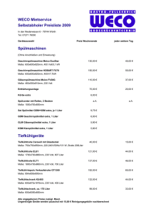 WECO Mietservice Selbstabholer Preisliste 2009 Spülmaschinen