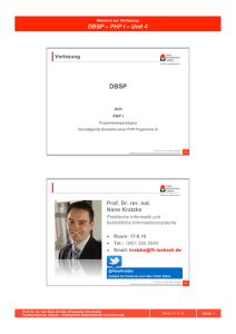 DBSP – PHP I – Unit 4 Prof. Dr. rer. nat. Nane Kratzke