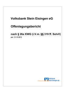 Volksbank Stein Eisingen eG Offenlegungsbericht nach § 26a KWG