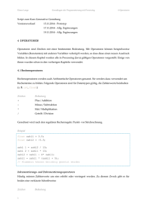 Script zum Kurs Generative Gestaltung Versionsverlauf: 15.11.2014