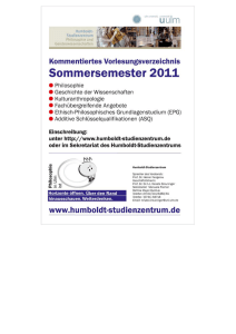 Kommentiertes Vorlesungsverzeichnis SS 2011