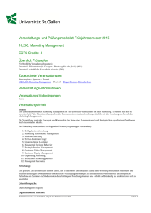 Merkblatt 10,206 Marketing Management, Frühjahrssemester 2015