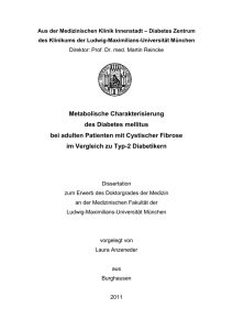 Metabolische Charakterisierung des Diabetes mellitus bei adulten