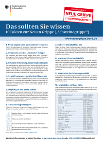 10 Fakten zur Neuen Grippe („Schweinegrippe“)