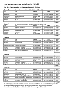 Lehrbuchversorgung im Schuljahr 2010/11 - Philipp-Reis