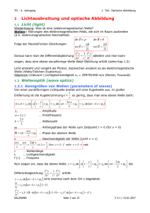 1 Lichtausbreitung und optische Abbildung ( )0