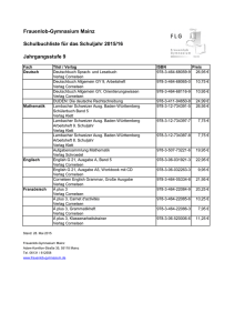 Frauenlob-Gymnasium Mainz Schulbuchliste für das Schuljahr 2015