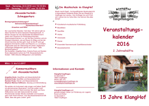 Veranstaltungen Klanghof 2. Halbjahr 2016