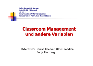 Classroom Management und andere Variablen - Ruhr