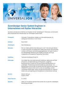 Zuverlässiger Senior System Engineer in - Universal