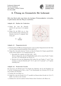 8.¨Ubung zu Geometrie für Lehramt