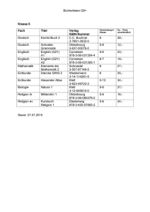 Bücherlisten G8+ Klasse 6 Fach Titel Verlag ISBN