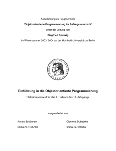 Einführung in die Objektorientierte Programmierung