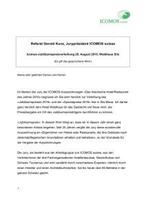 Referat Gerold Kunz, Jurypräsident ICOMOS suisse