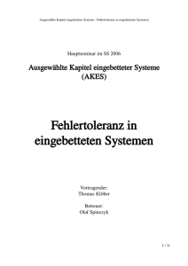 Fehlertoleranz in eingebetteten Systemen