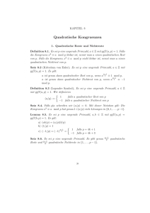Kapitel 8: Quadratische Kongruenzen