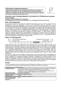 KID Deutsche Invest I Emerging Markets Top Dividend NC