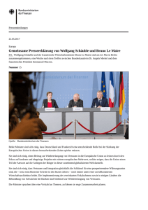 Gemeinsame Presseerklärung von Wolfgang Schäuble und Bruno