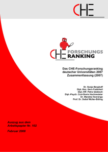 Das CHE-Forschungsranking deutscher Universitäten 2007