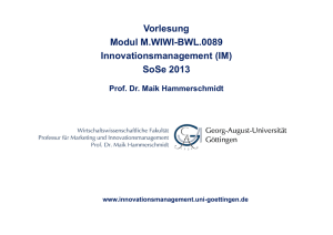 Vorlesung Modul M.WIWI-BWL.0089 Innovationsmanagement (IM