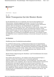 Mehr Transparenz bei der Riester-Rente