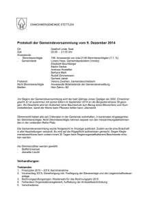 Protokoll der Gemeindeversammlung vom 9. Dezember 2014