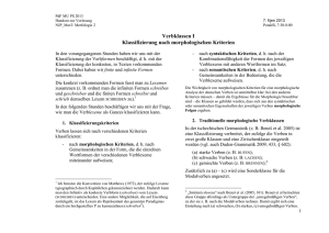 Verbklassen I Klassifizierung nach morphologischen Kriterien