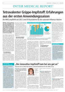 Tetravalenter Grippe-Impfstoff: Erfahrungen aus der