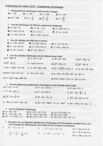 Vorbereitung für Arbeit Teil B - Quadratische