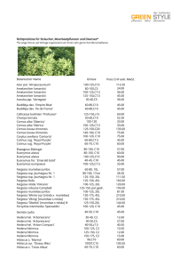 Richtpreisliste Sträucher, Moorbeetpflanzen und Diverses