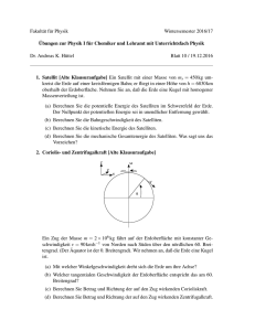 Übungen zur Physik I fuer Chemiker und Lehramt mit