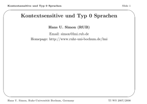 Kontextsensitive und Typ 0 Sprachen - Ruhr