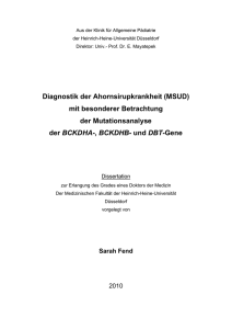 Diagnostik der Ahornsirupkrankheit (MSUD) mit besonderer