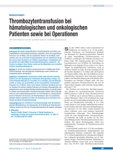 Thrombozytentransfusion bei hämatologischen und onkologischen