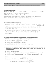 Quadratische Gleichungen - LÖSUNG Jgst 10 1. Löse durch