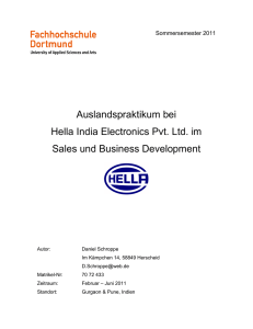 Auslandspraktikum bei Hella India Electronics Pvt