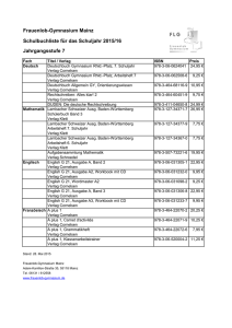 Frauenlob-Gymnasium Mainz Schulbuchliste für das Schuljahr 2015