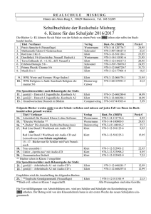 Schulbuchliste der Realschule Misburg 6. Klasse für das Schuljahr