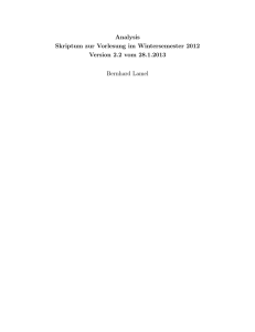 Analysis Skriptum zur Vorlesung im Wintersemester 2012 Version