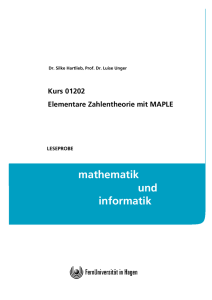 Kurs 01202: Elementare Zahlentheorie mit MAPLE