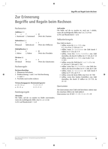 Zur Erinnerung Begriffe und Regeln beim Rechnen