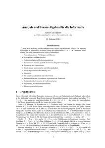 Analysis und lineare Algebra f¨ur die Informatik