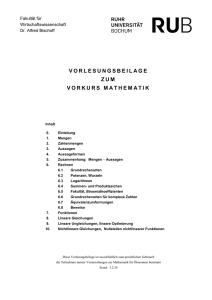 Vorlesungsbeilage zum Vorkurs - Ruhr