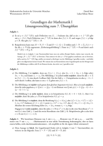 Grundlagen der Mathematik I Lösungsvorschlag zum 7.¨Ubungsblatt