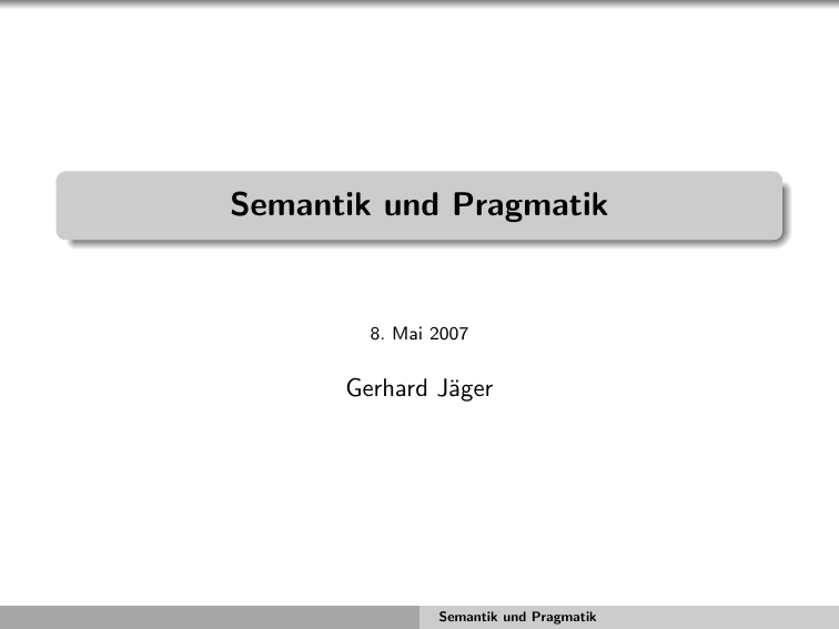 Semantik Und Pragmatik