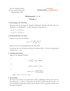 Mathematik 1 + 2 ¨Ubung 2